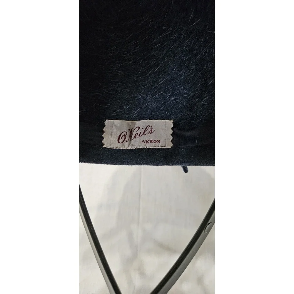 Vintage 50s Navy Wool Felt Structured Hat O'Neil's Akron